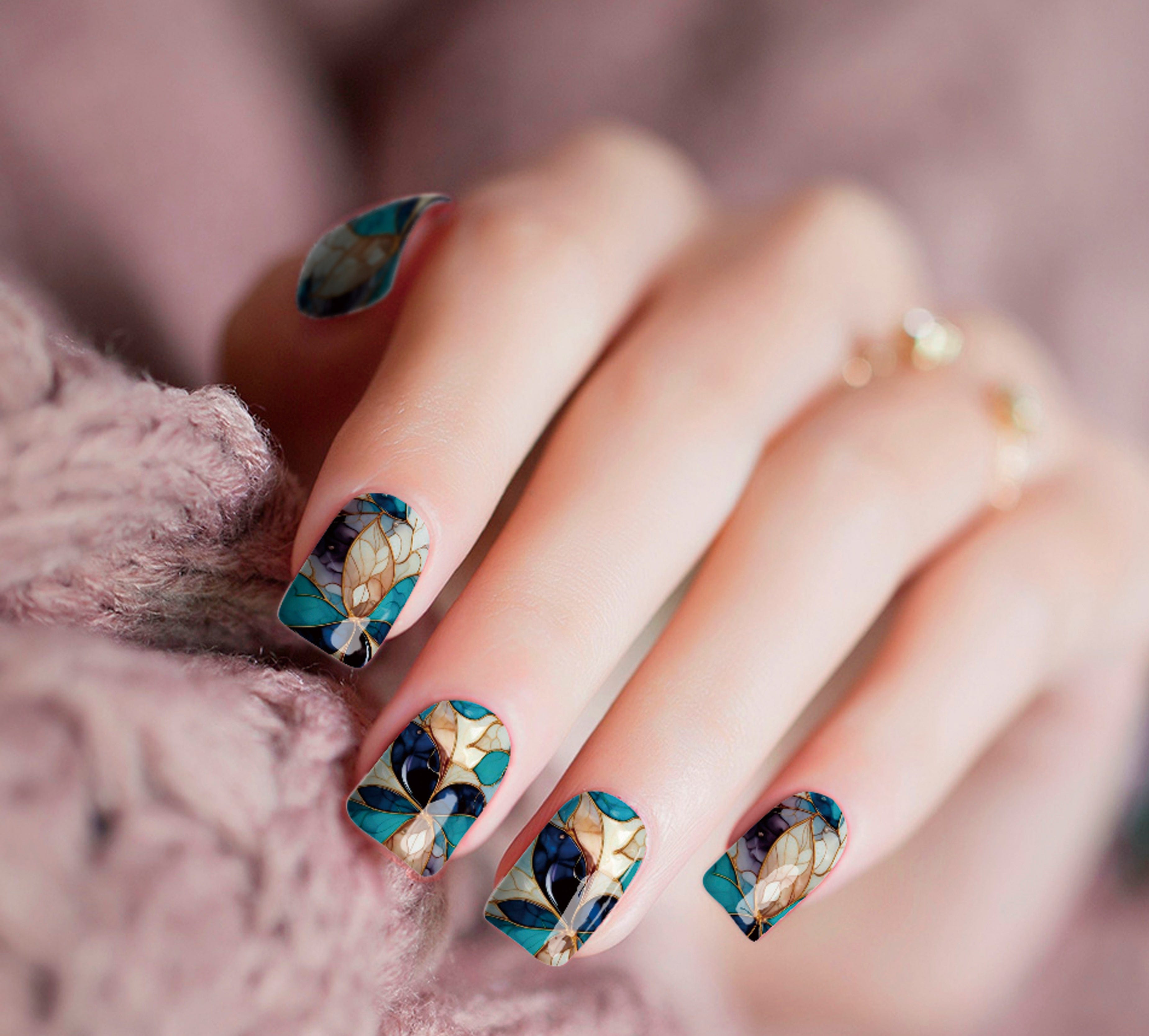 Glass Blue Leaves